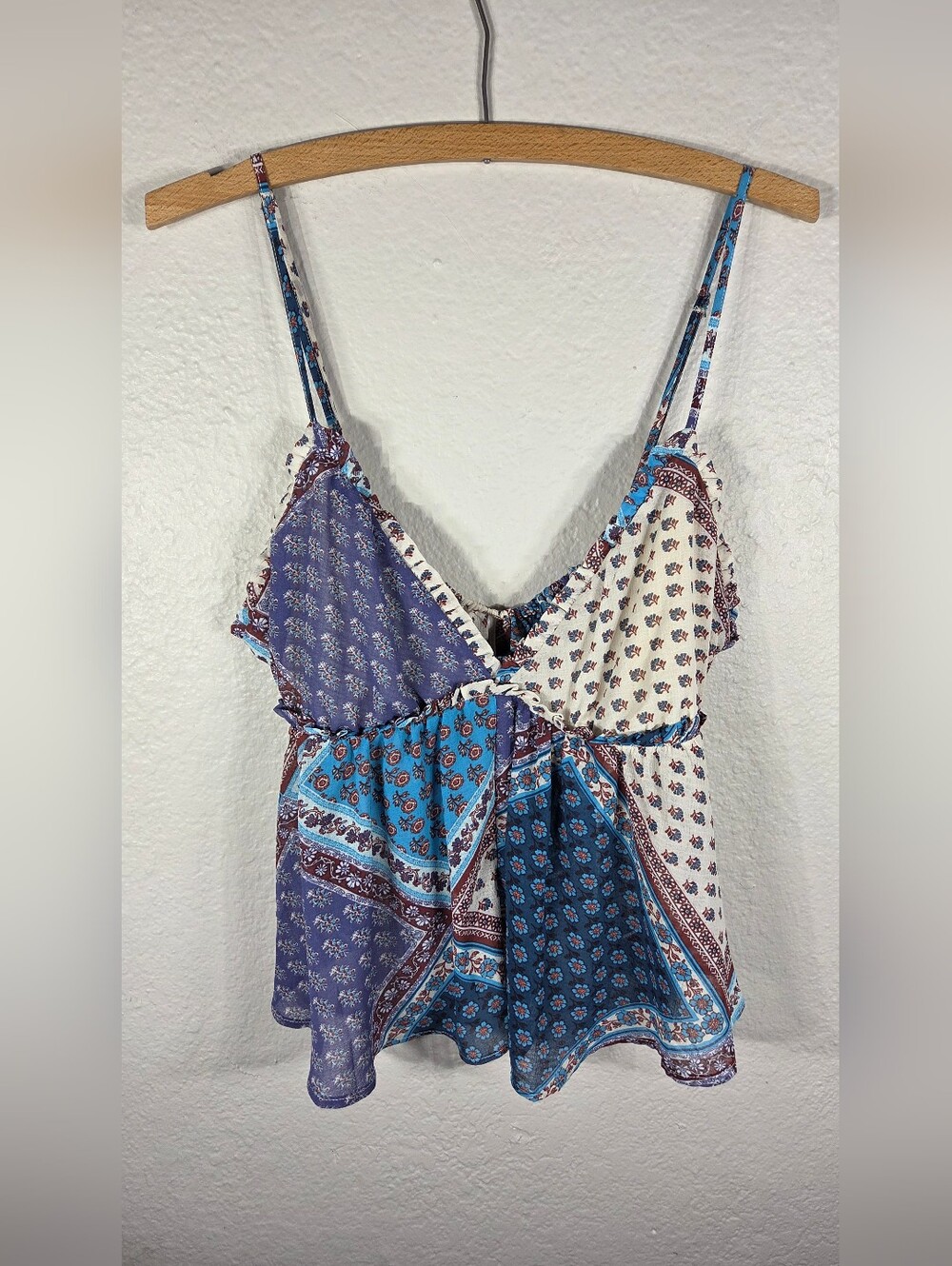 Free People Alix Printed Tank Top Size M Sleeveless Shirt Patchwork Multicolor
